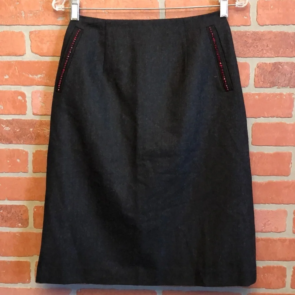Harve Benard Evening Womens Wool Skirt Size 6 Neutral Classic Simple